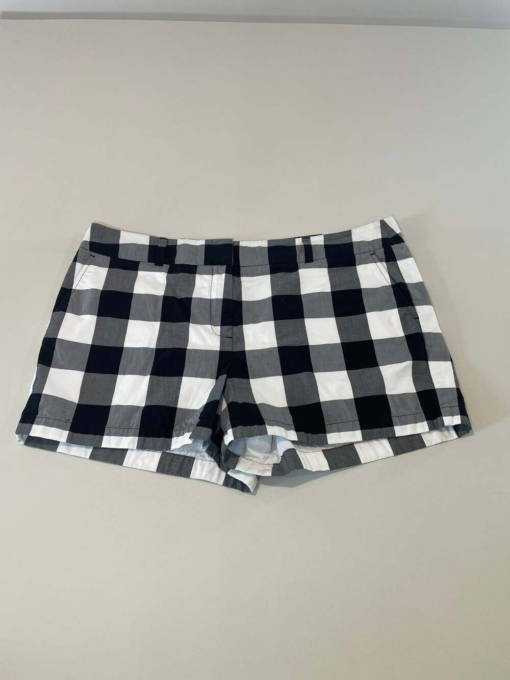 LOFT Checkered Cotton Shorts – Black & White